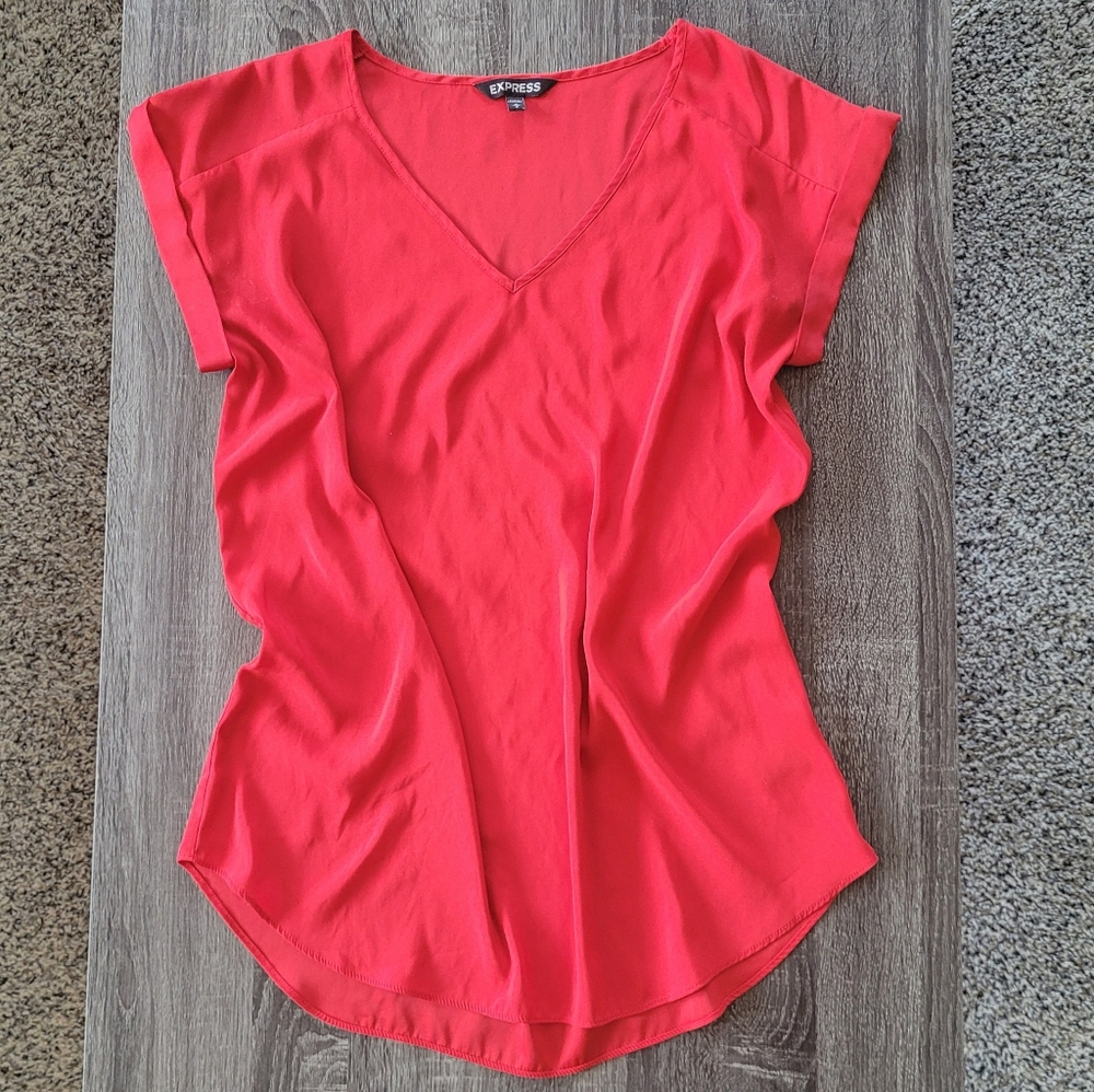 Express Red Cuffed Sleeve Top
